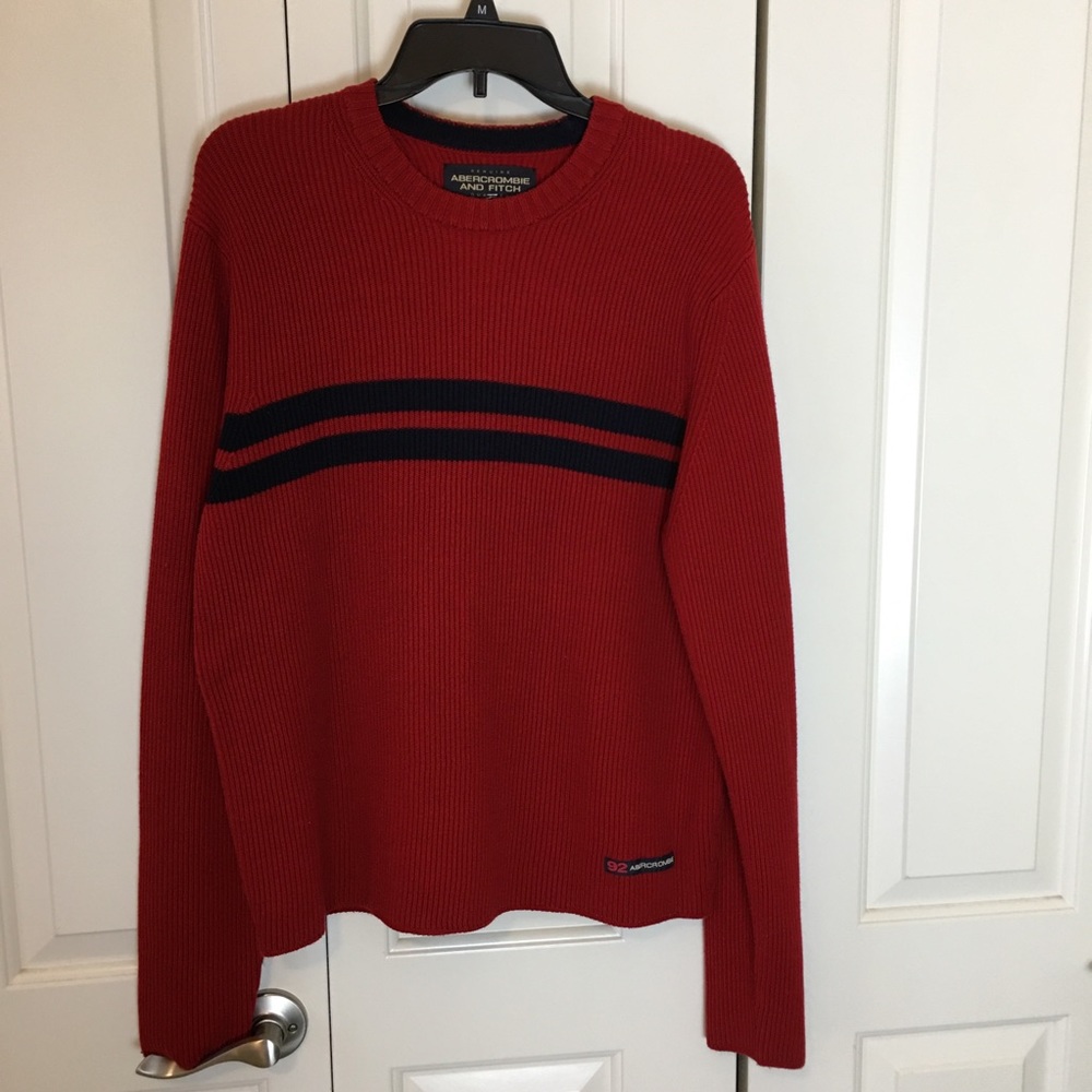 Abercrombie Vintage Red Sweater Navy Stripe Large